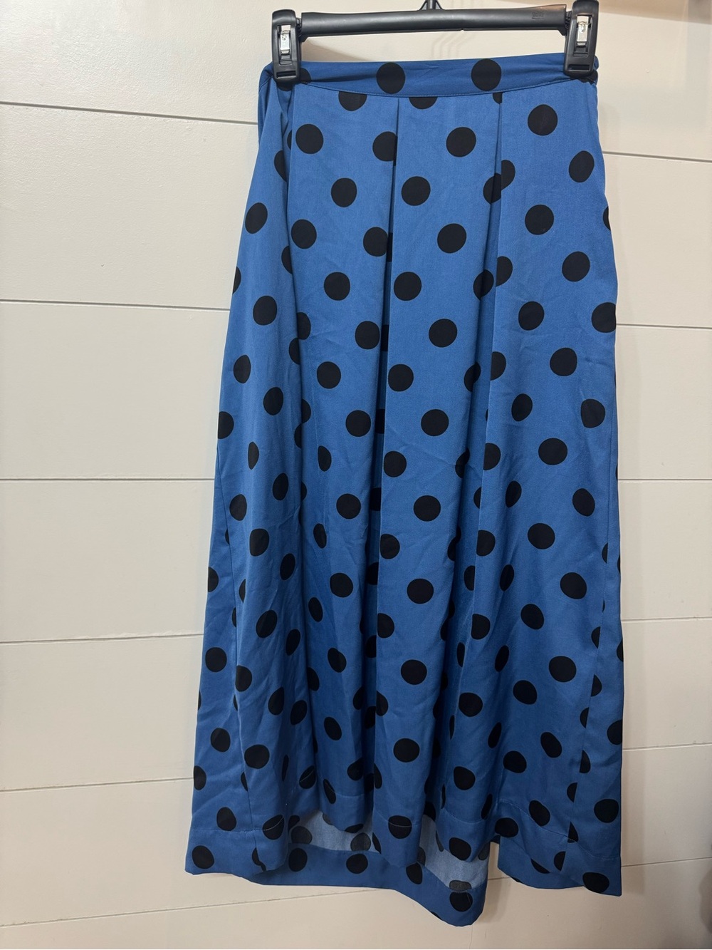 Who What Wear Blue Maxi Skirt with Black Polka Dots